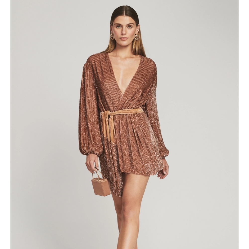 Retrofête Gabrielle Robe Bronze Dress in XS